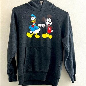 Disney Youth XL Gray Hoodie with Mickey and Donald graphic design.